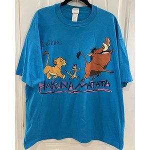 Disney The Lion King Hakuna Matata Blue VTG 90s Shirt Size XL Single Stitch